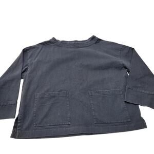 Toast black boxy crop shirt chore pocket minimalist popover